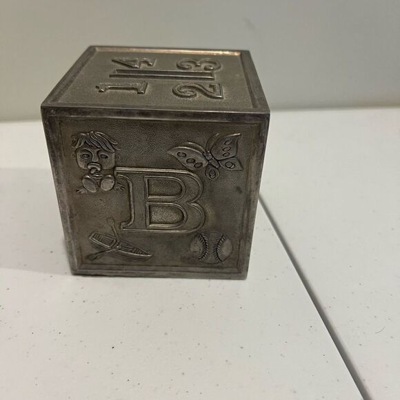 Vintage Brushed Pewter Piggy Bank - Picture 2 of 8